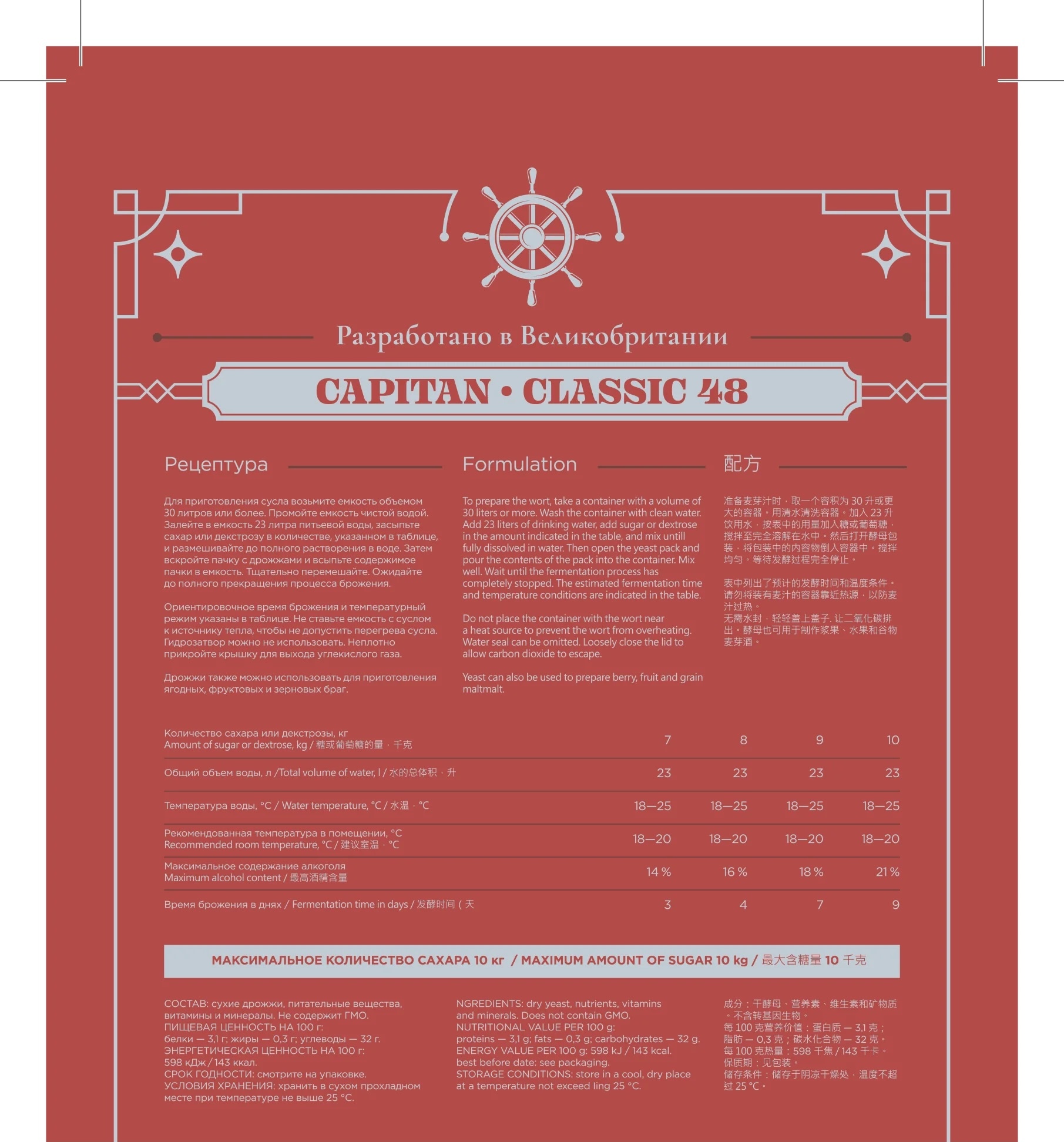 Capitan Classic 48 — Instructions