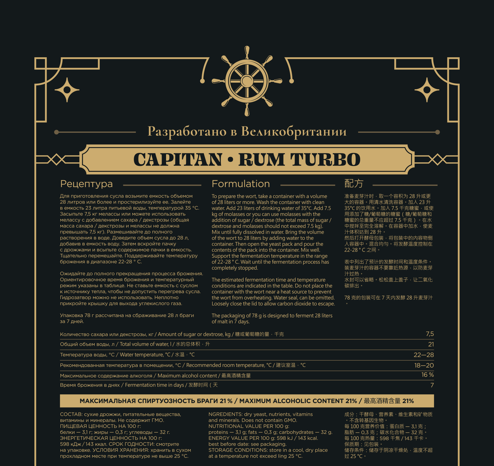 Capitan Rum Turbo — Instructions